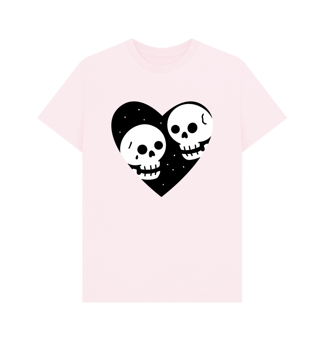 Pink Skeleton Heart Organic Cotton Cool T-Shirts for Men