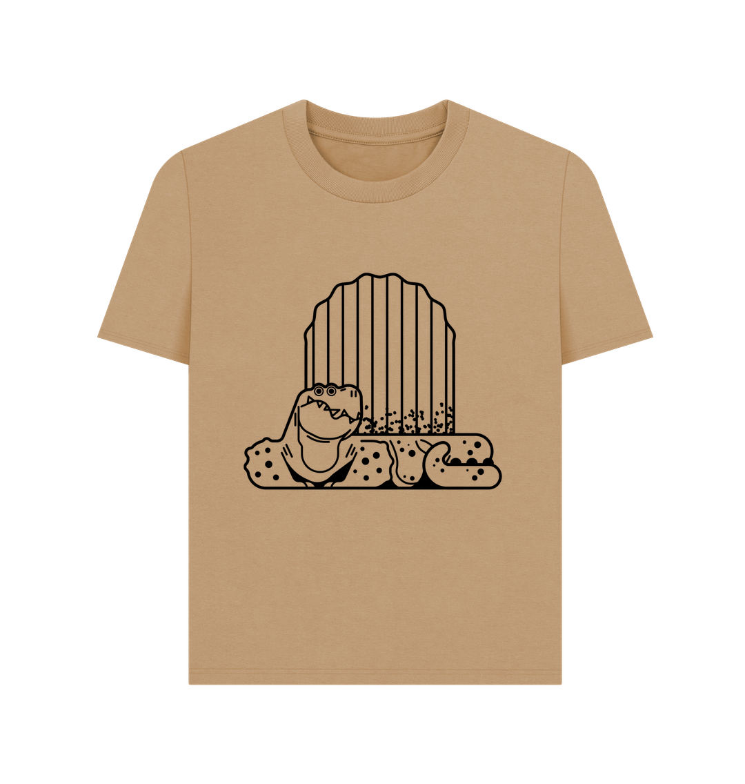 Sand Line Art Dinosaur Organic Cotton Women's T-Shirt