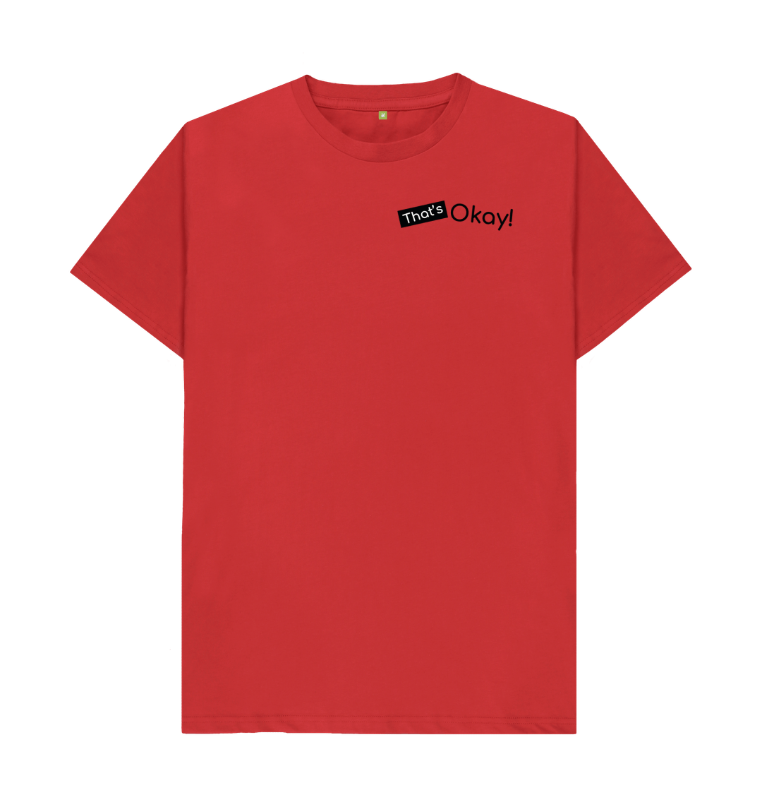 Red Organic Cotton That's Okay Small Black Logo Mental Health Men's T-Shirt