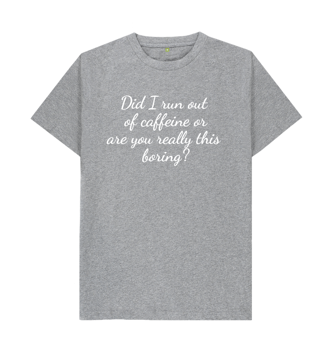 Athletic Grey Organic Cotton Men's T-shirt run out of Caffeine