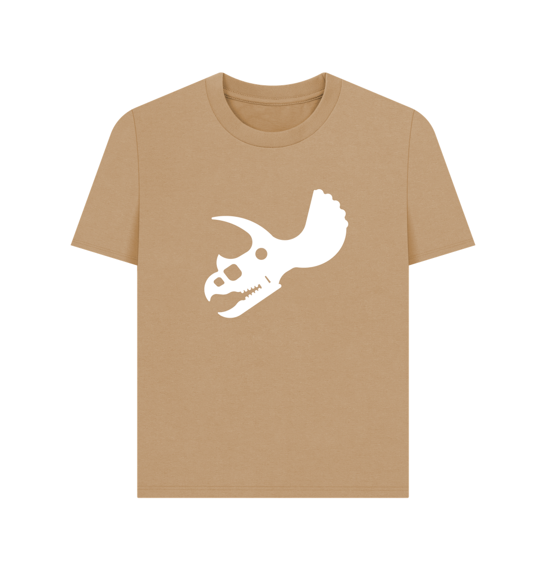 Sand Triceratops Skull Dinosaur Organic Cotton Women's T-Shirt