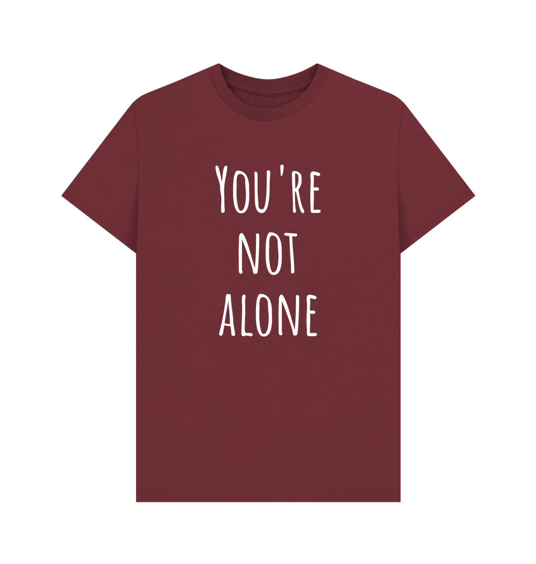 Red Wine You're Not Alone Organic Cotton Men's Mental Health T-Shirt