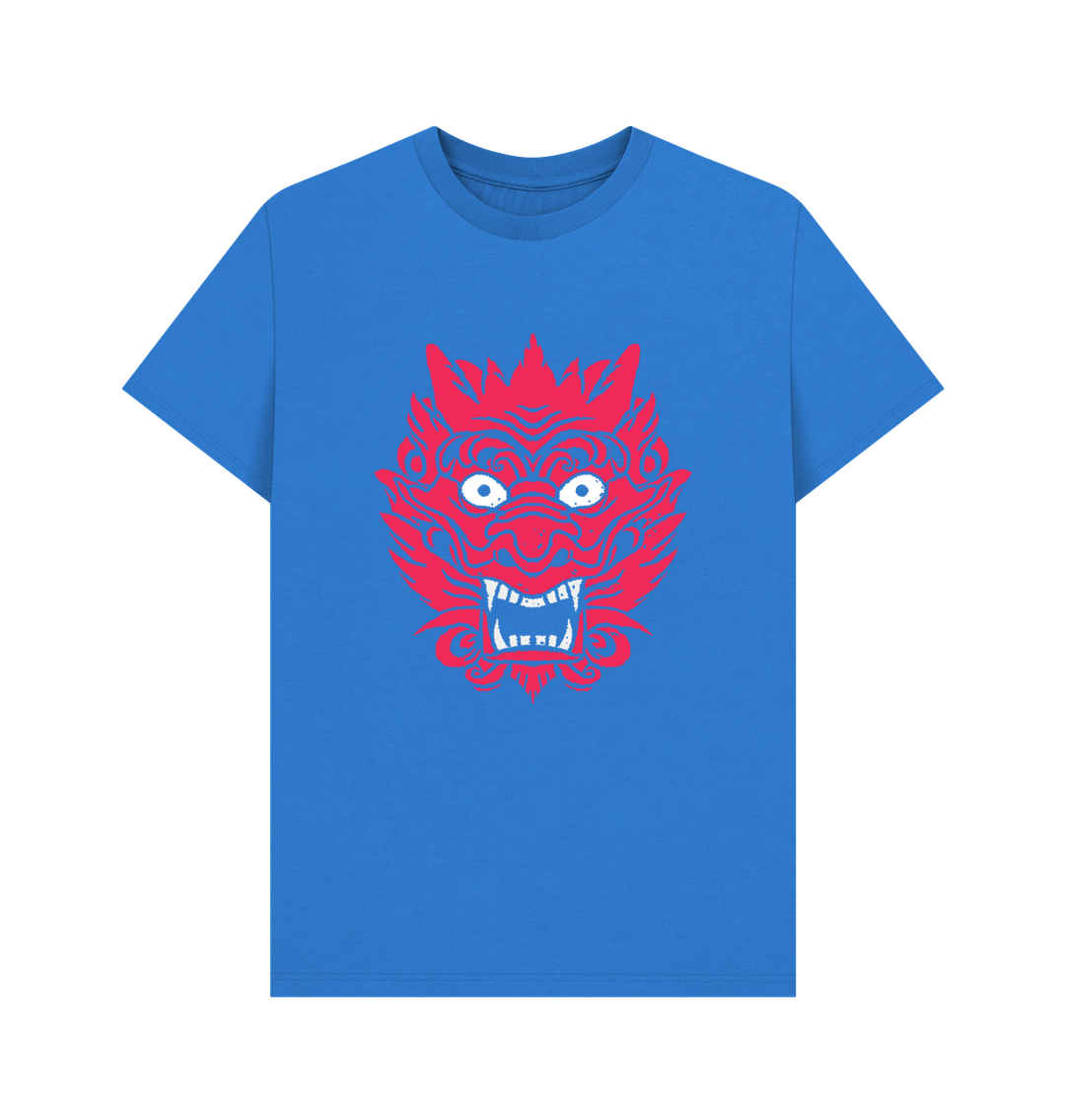 Bright Blue Red Dragon Organic Cotton Men's T-Shirt