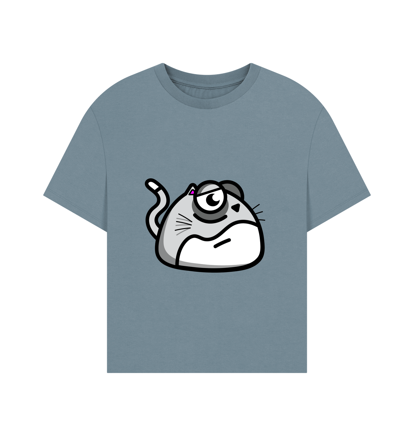 Stone Blue Printed T-shirt Front