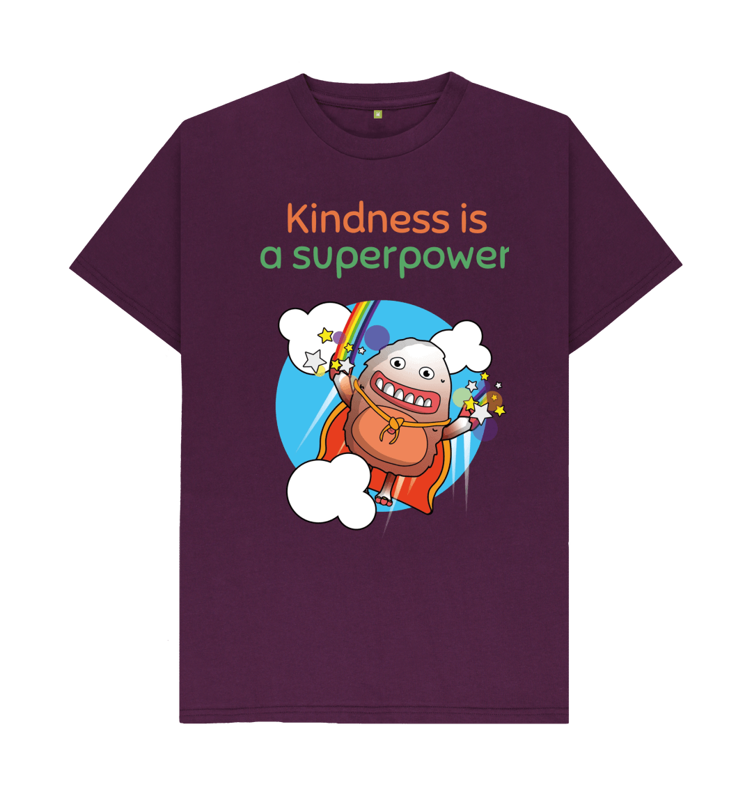 Purple Organic Cotton Kindness is a Superpower Mental Health Men's T-Shirt