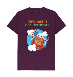 Purple Organic Cotton Kindness is a Superpower Mental Health Men's T-Shirt