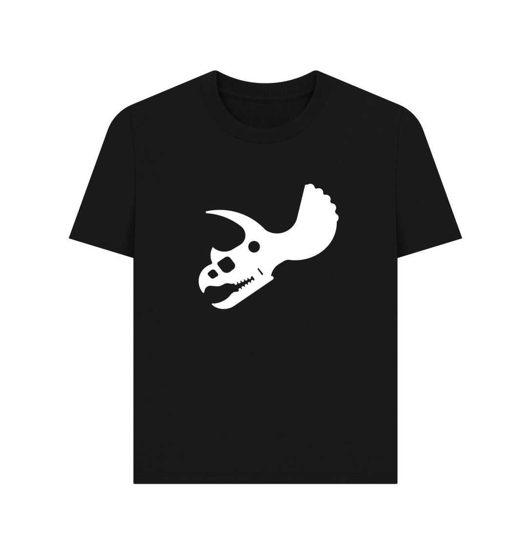 Black Triceratops Skull Dinosaur Organic Cotton Women's T-Shirt