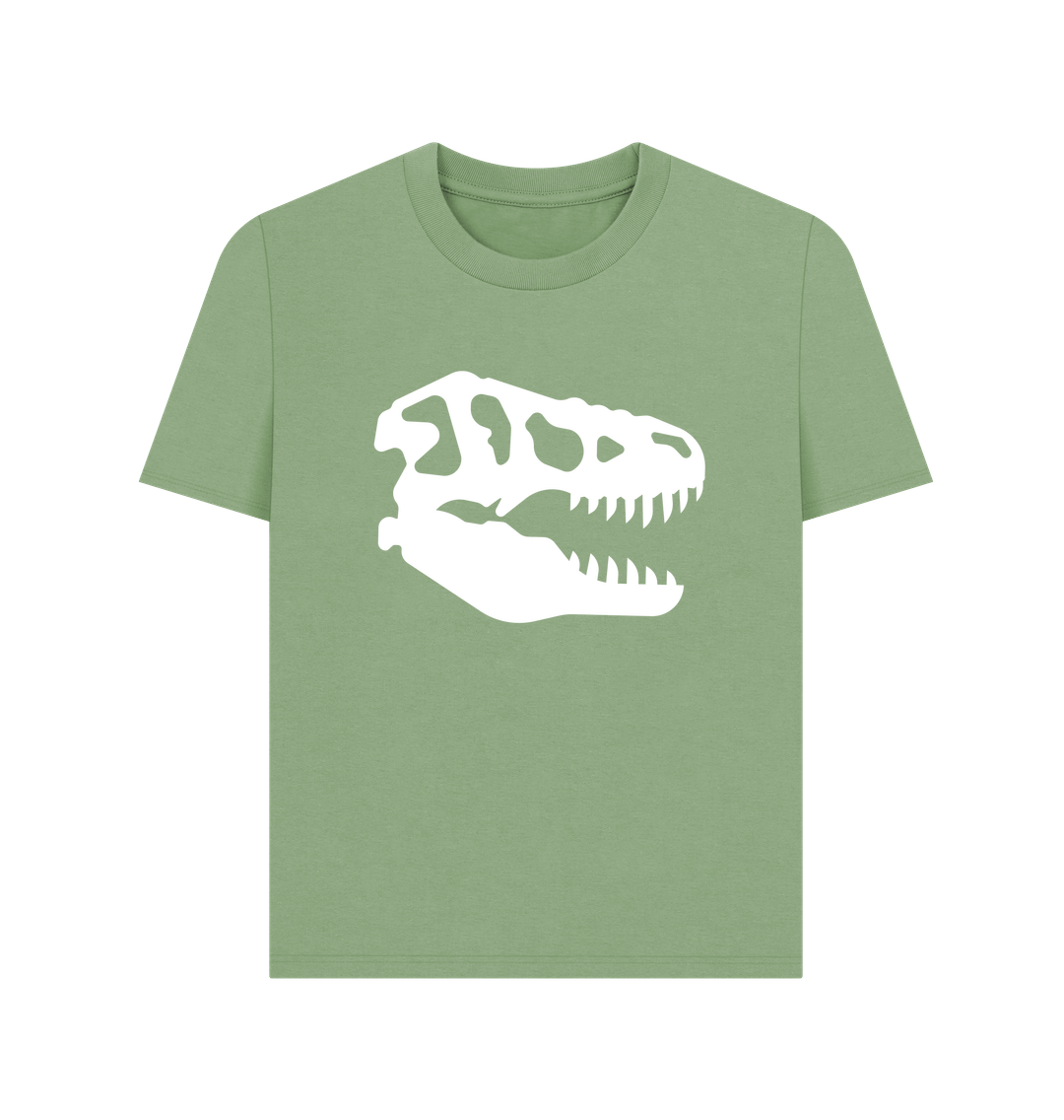 Sage T-Rex Skull Dinosaur Organic Cotton Women's T-Shirt