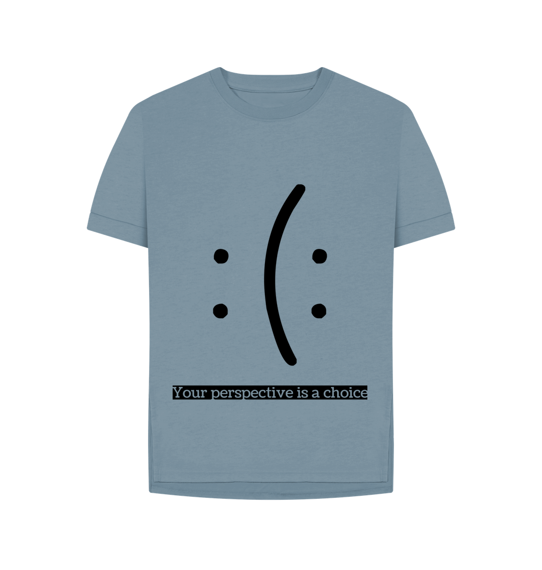 Stone Blue Organic Cotton Mental Health Your perspective is a choice Womans's T-shirt