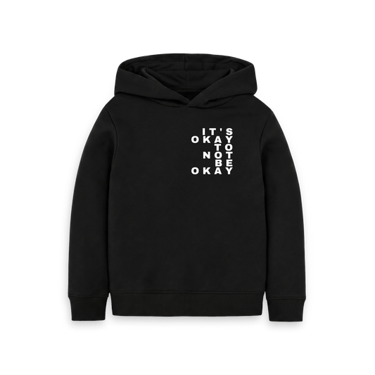 Black Printed Kids Hoodie Front