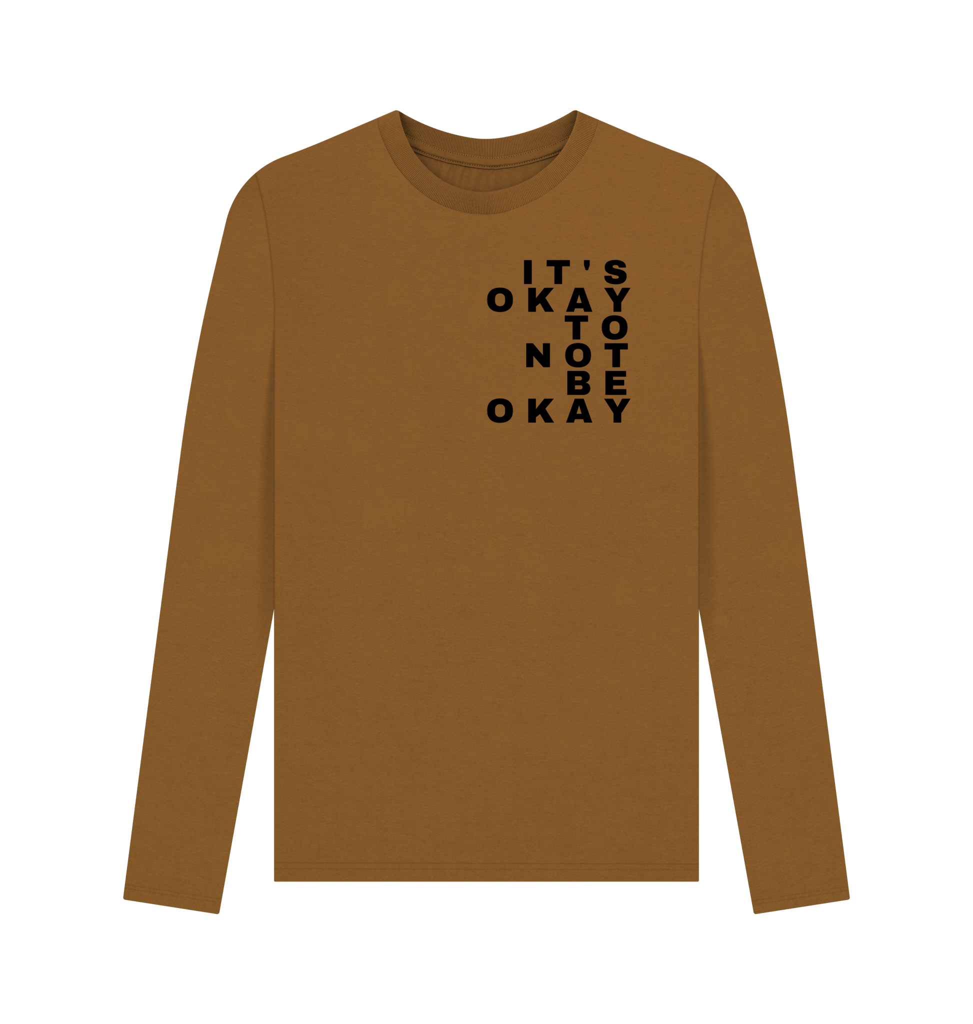 Brown Printed Long Sleeve T Shirt Front
