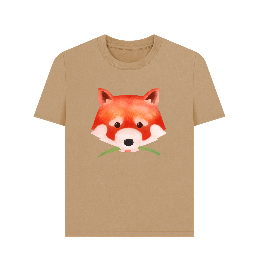 Sand Cute Fox Face Organic Cotton Women's T-Shirt