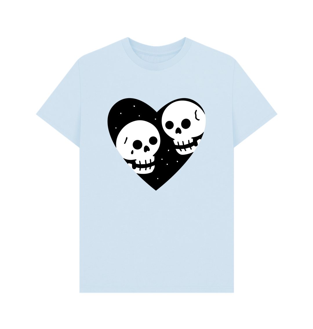 Sky Blue Skeleton Heart Organic Cotton Cool T-Shirts for Men