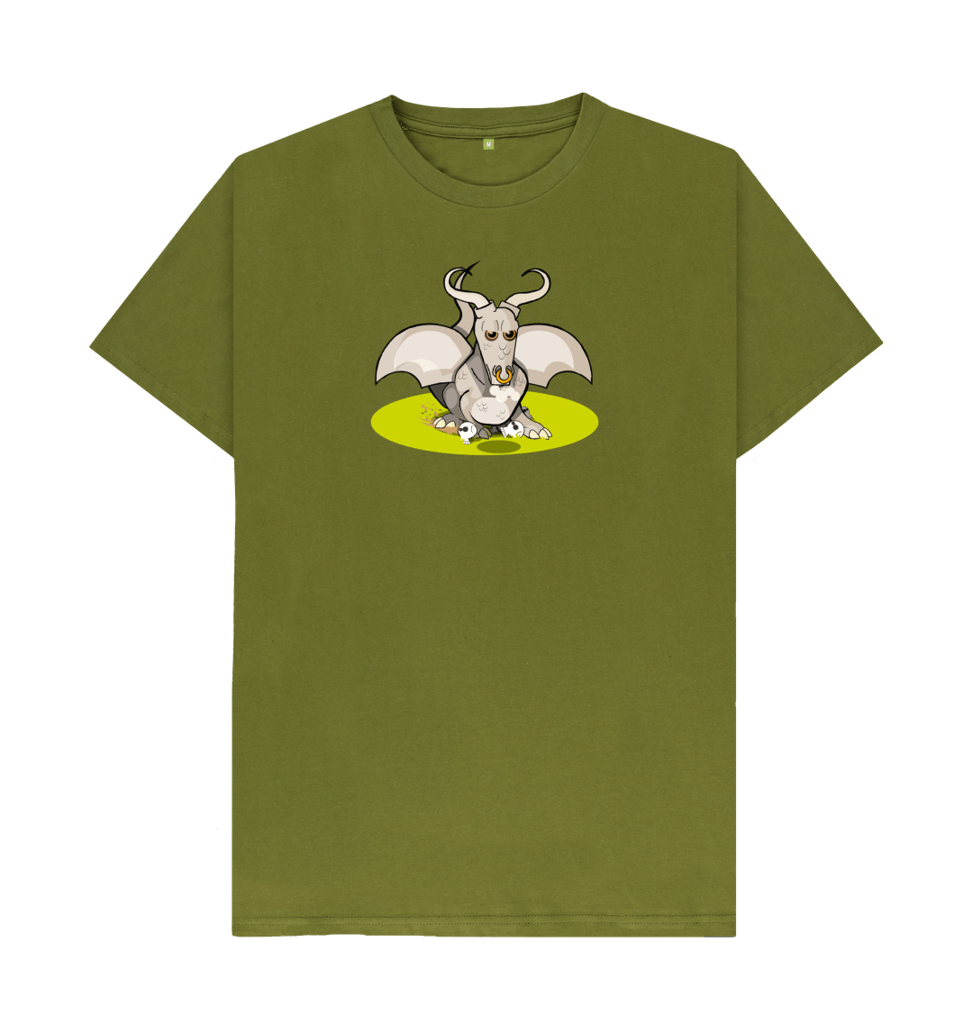 Moss Green Angry Bull Dragon Men's Organic Cotton Mental Health T-Shirt