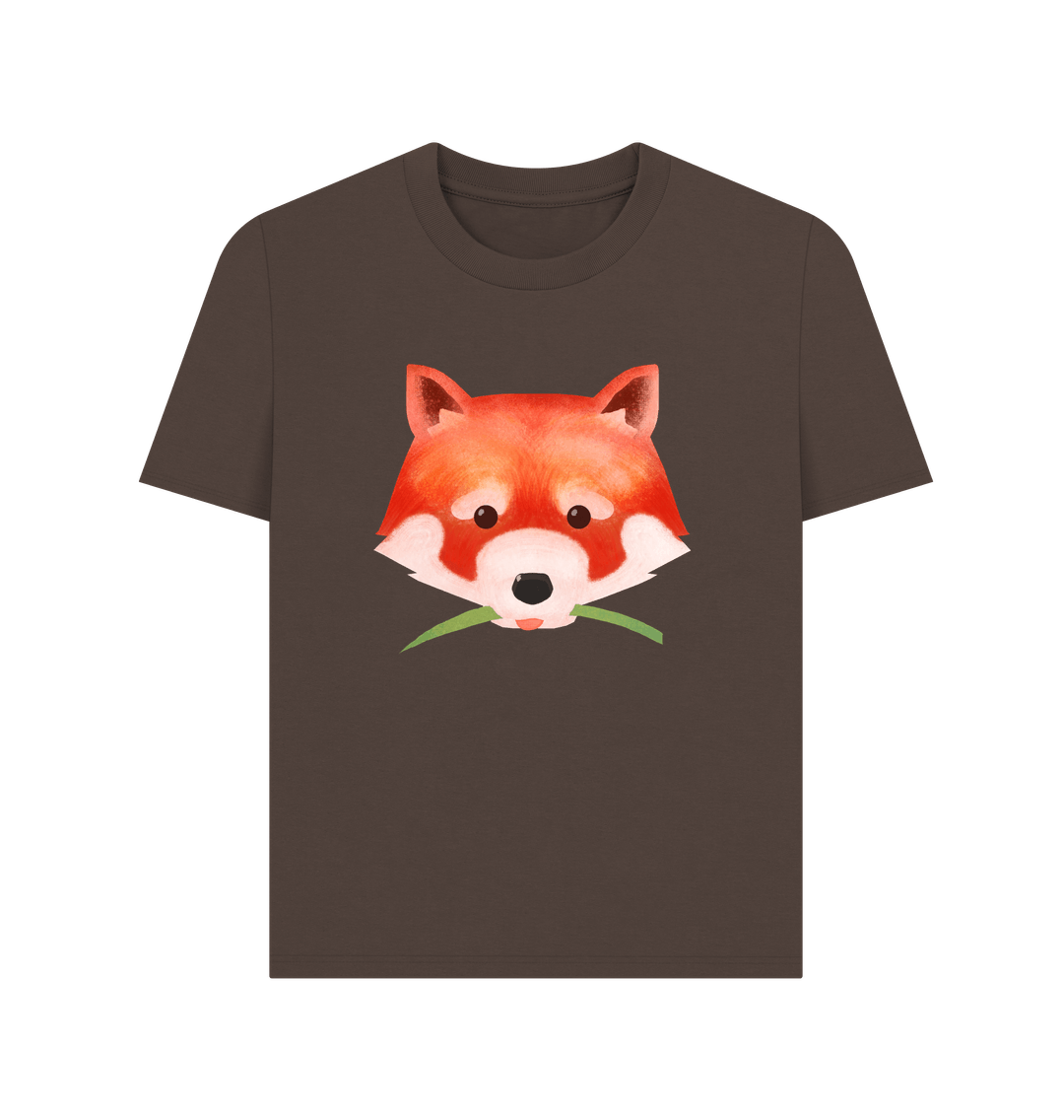 Chocolate Cute Fox Face Organic Cotton Women's T-Shirt