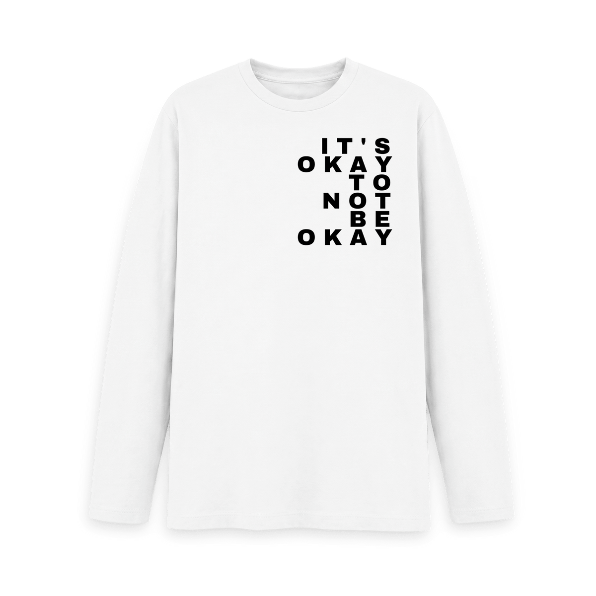 White Printed Long Sleeve T Shirt Front