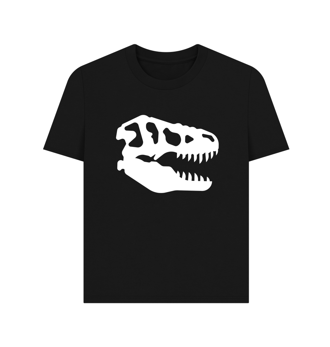 Black T-Rex Skull Dinosaur Organic Cotton Women's T-Shirt