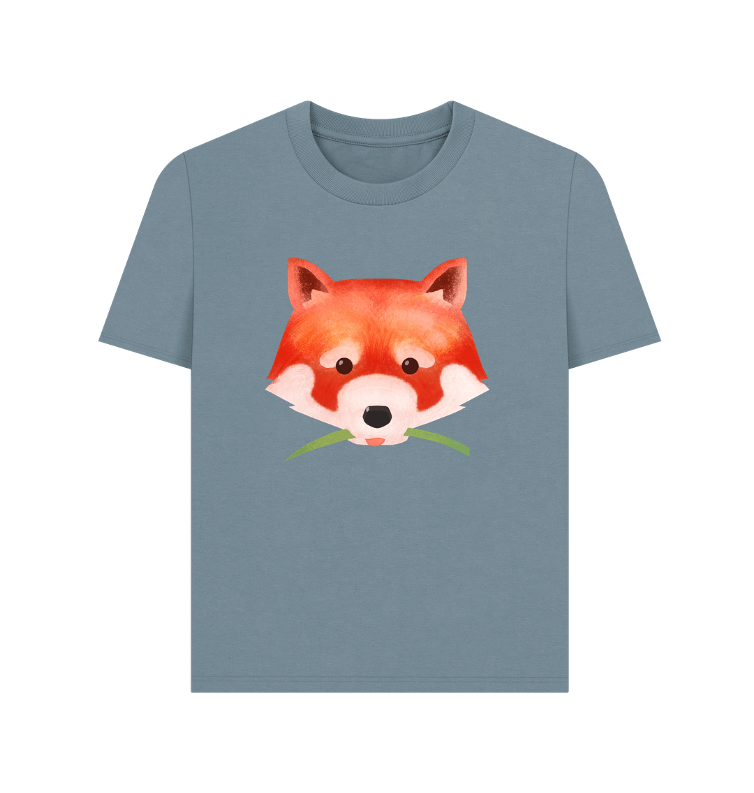 Stone Blue Cute Fox Face Organic Cotton Women's T-Shirt