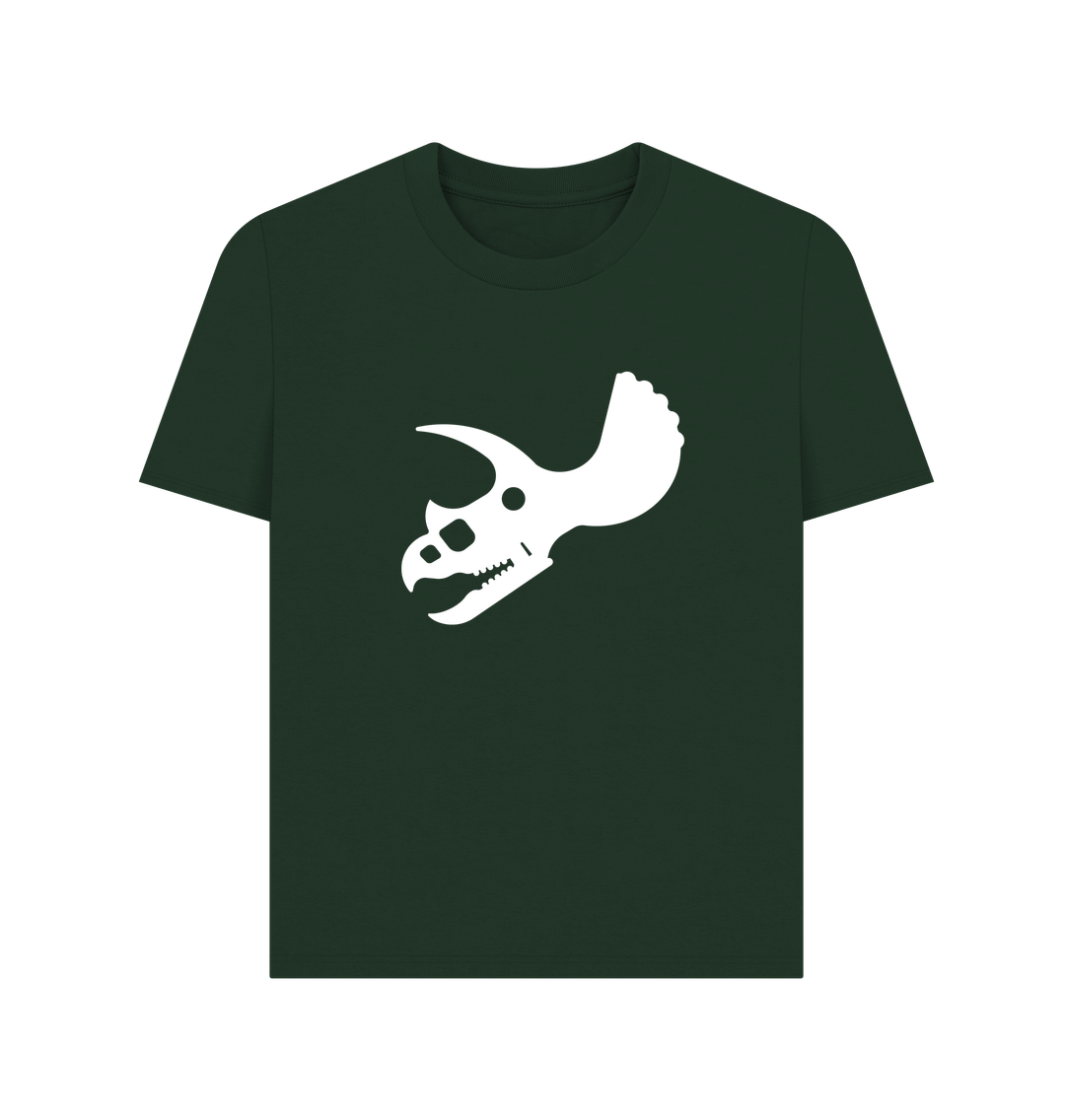 Evergreen Triceratops Skull Dinosaur Organic Cotton Women's T-Shirt