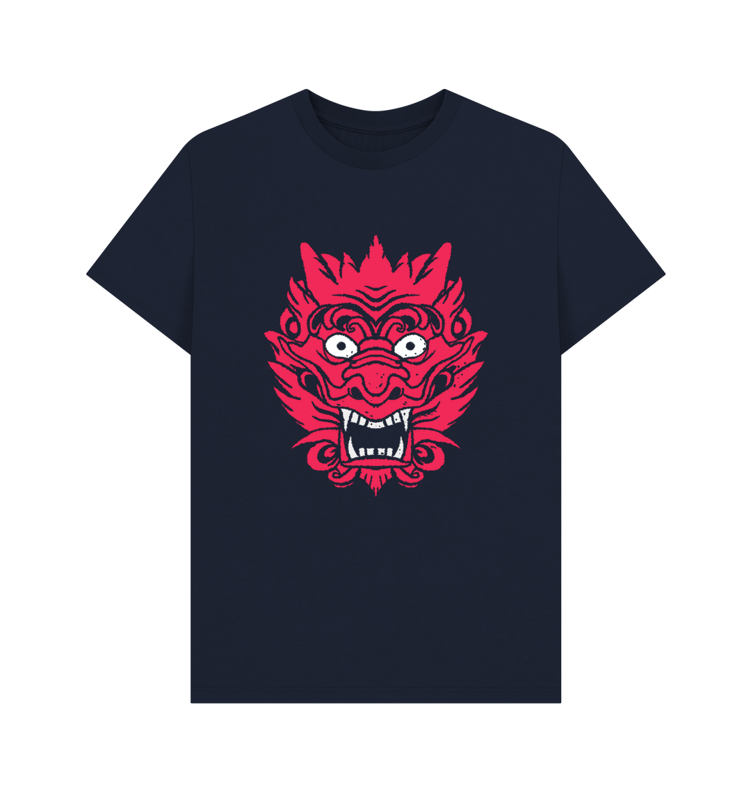 Navy Blue Red Dragon Organic Cotton Men's T-Shirt