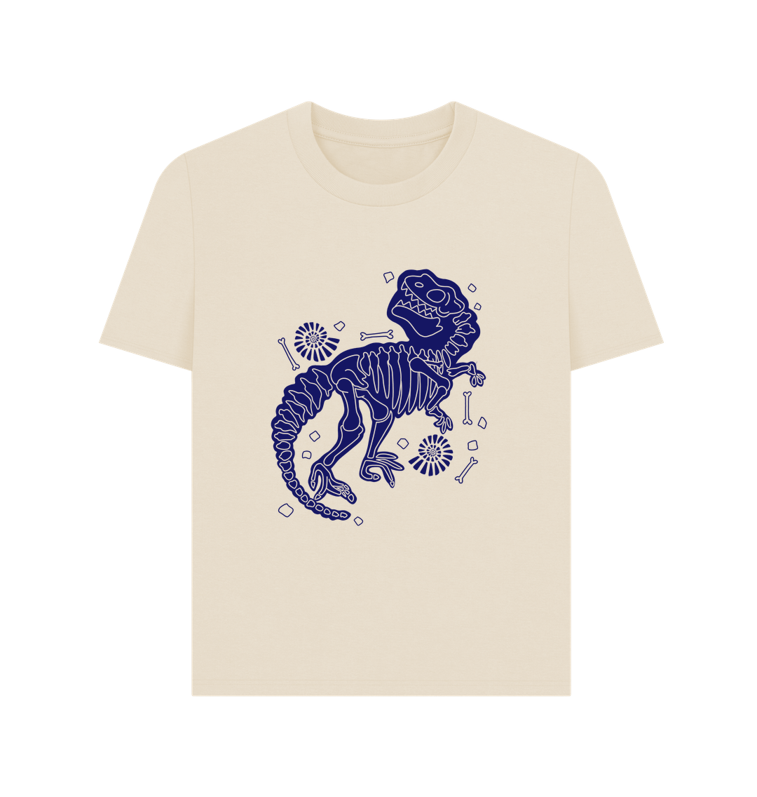 Oat Blue Skeleton Dinosaur Organic Cotton Women's T-Shirt