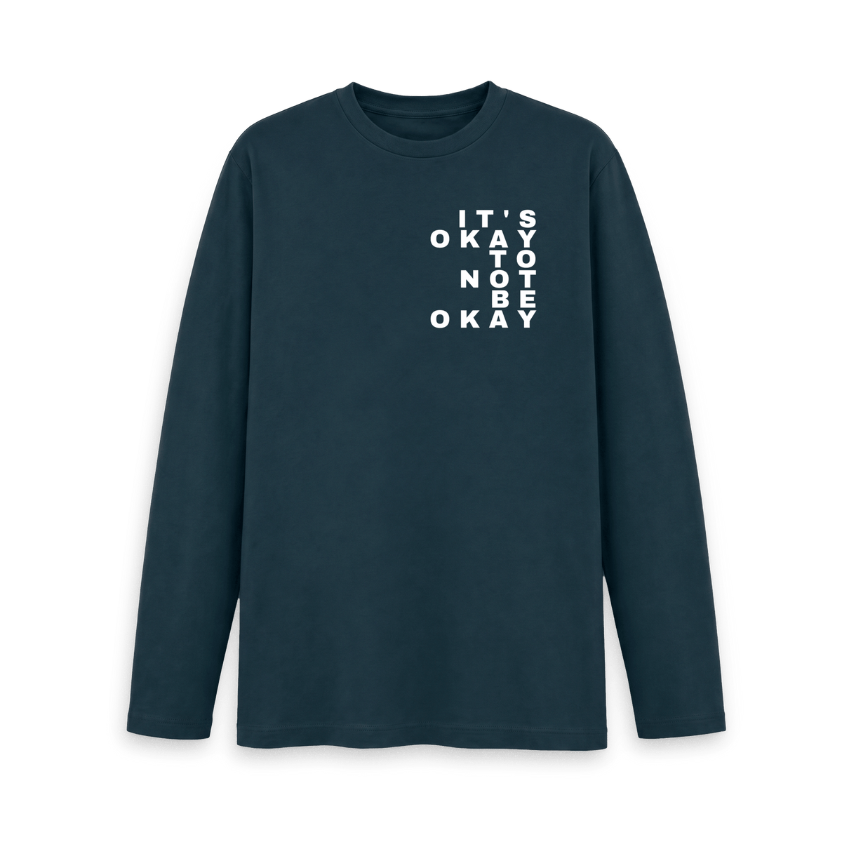 Denim Blue Printed Long Sleeve T Shirt Front