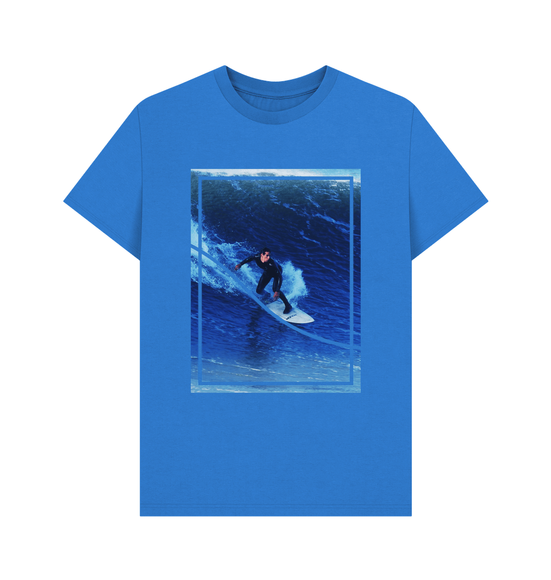 Bright Blue Organic Cotton Men's Photo Surf T-Shirt