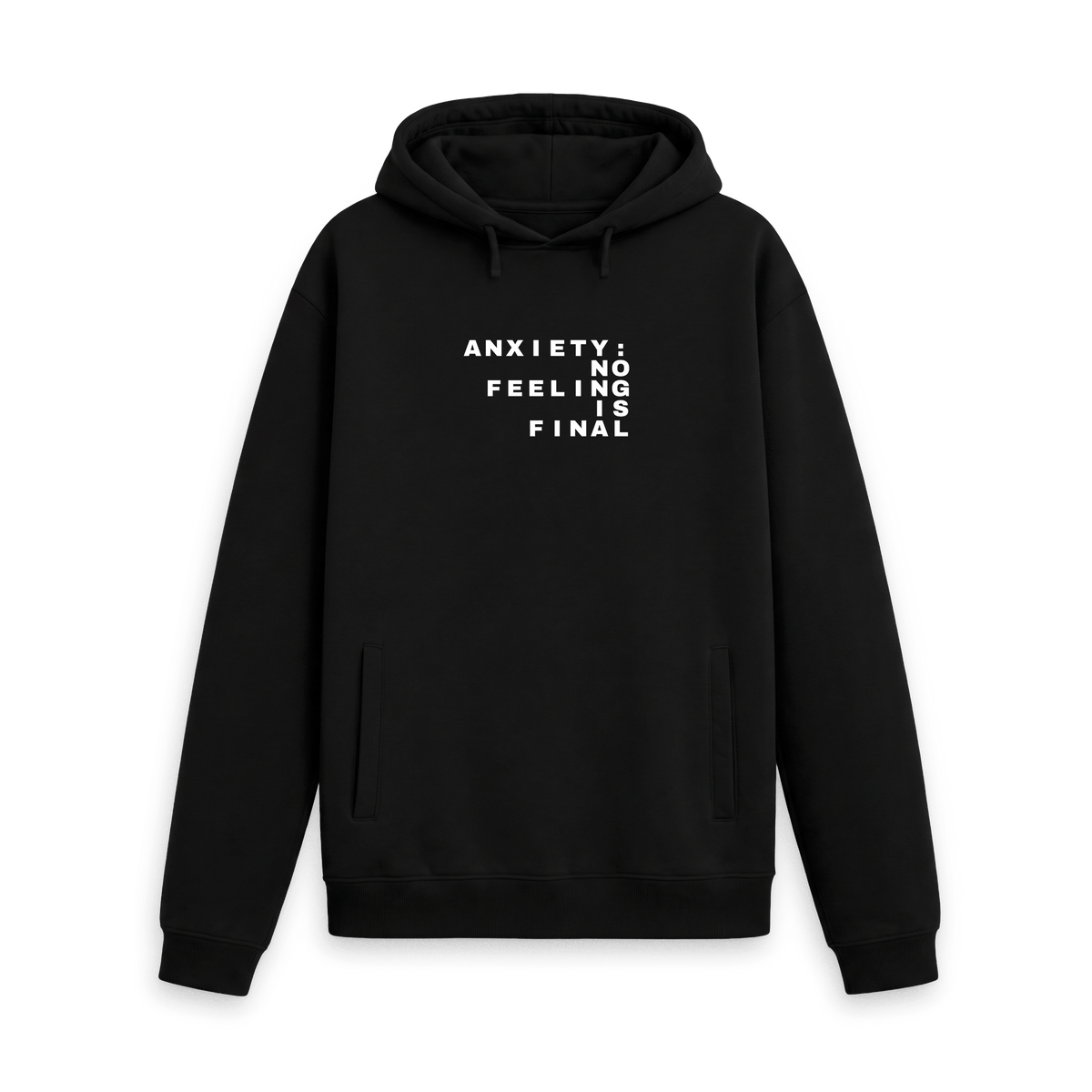 Black Printed Hoody Front