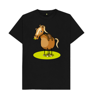 Black Organic Cotton Men's Mental Health T-Shirt Funny Grumpy Horse