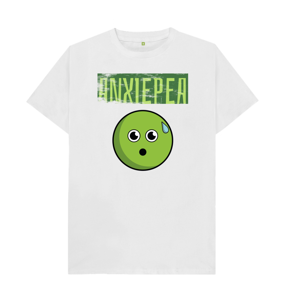 White Organic Cotton Anxiepea Mental Health Men's T-Shirt