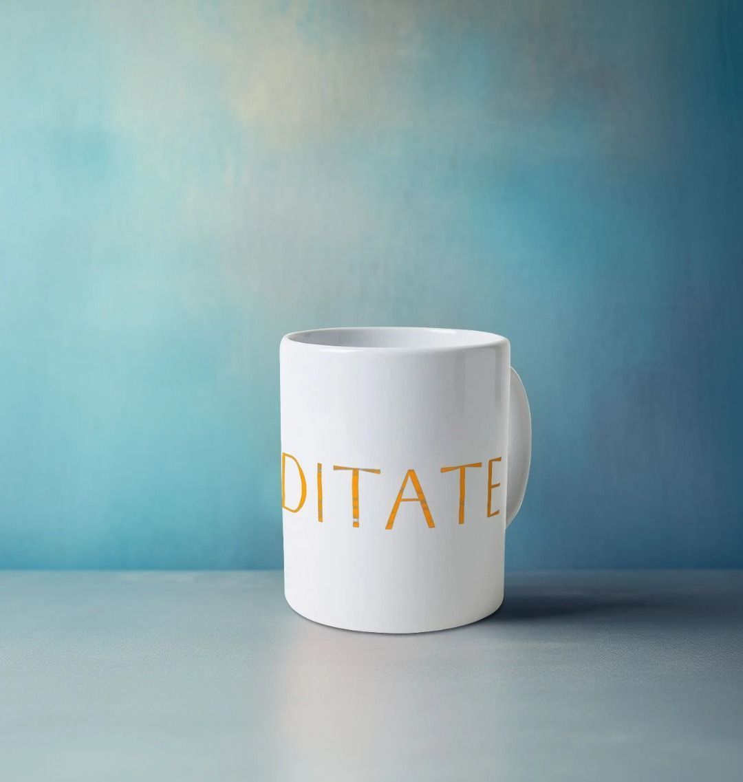 Orange Text Meditate Meditation Mug