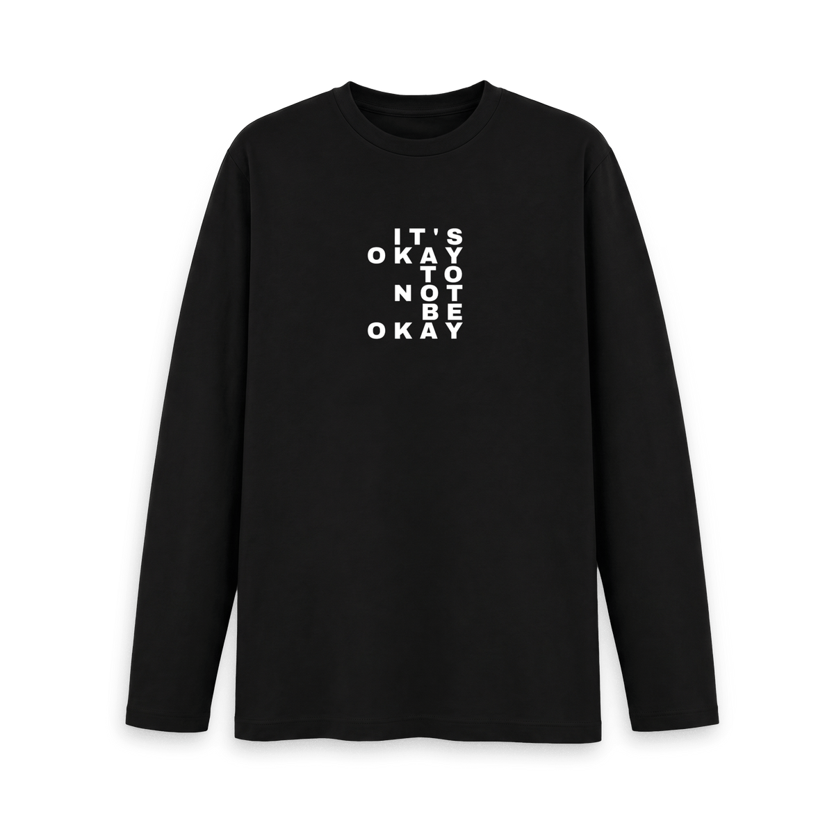 Black Printed Long Sleeve T Shirt Front