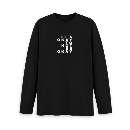 Black Printed Long Sleeve T Shirt Front
