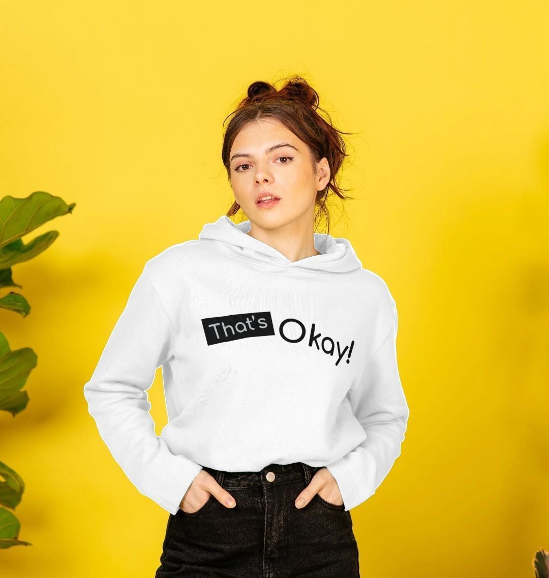 Organic Cotton That's Okay Black Logo Mental Health Clothing Women's Relaxed Fit Hoodie