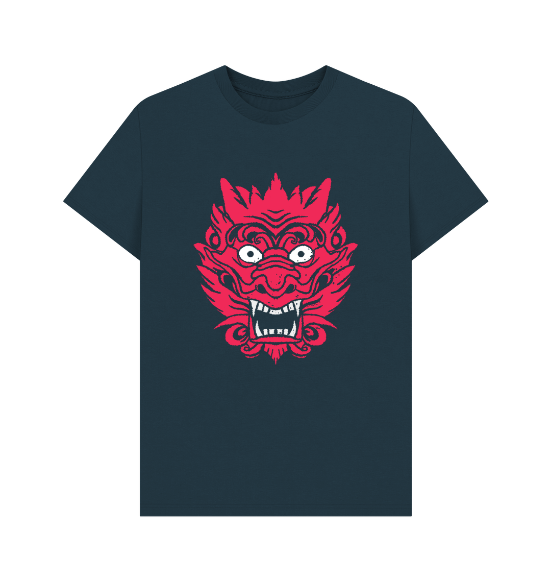 Denim Blue Red Dragon Organic Cotton Men's T-Shirt