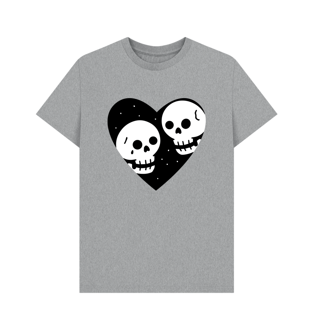 Athletic Grey Skeleton Heart Organic Cotton Cool T-Shirts for Men