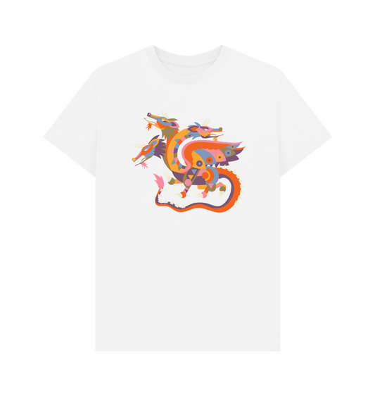 White Colourful Dragon Organic Cotton Men's T-Shirt