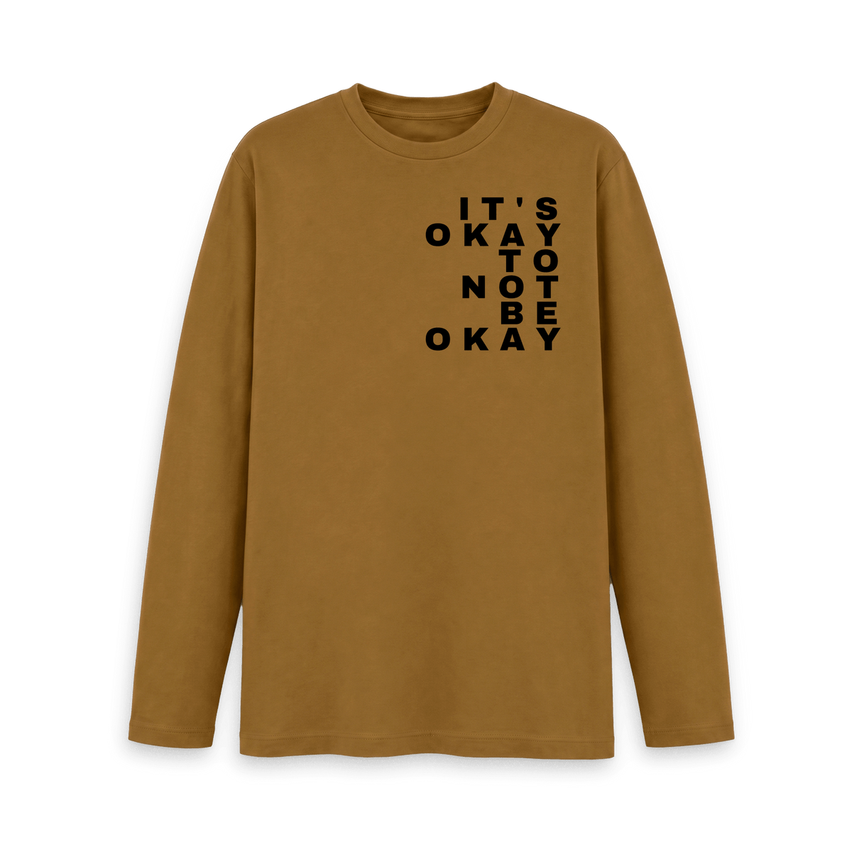 Brown Printed Long Sleeve T Shirt Front