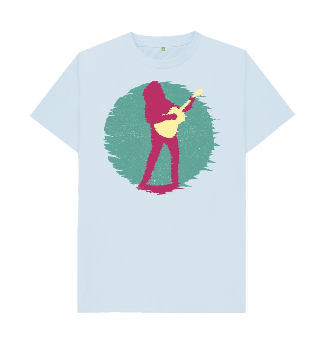 Sky Blue Organic Cotton Guitar Player Men's Mental Health T-Shirt