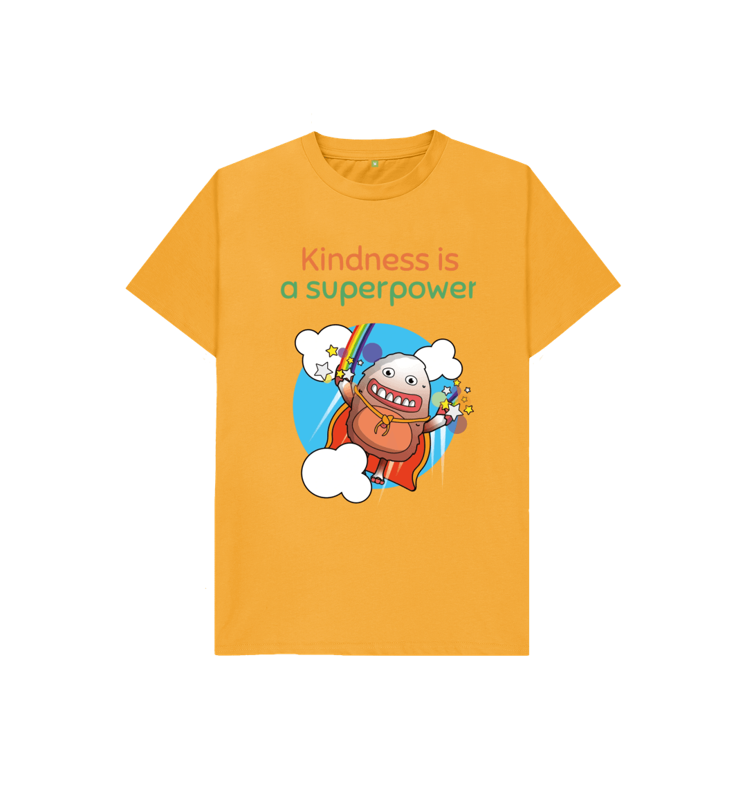 Mustard Organic Cotton Kindness is a Superpower Mental Health Children's T-Shirt