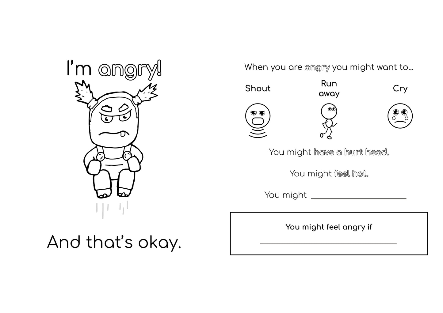 That's Angry Feelings and Emotions Colouring Sheet