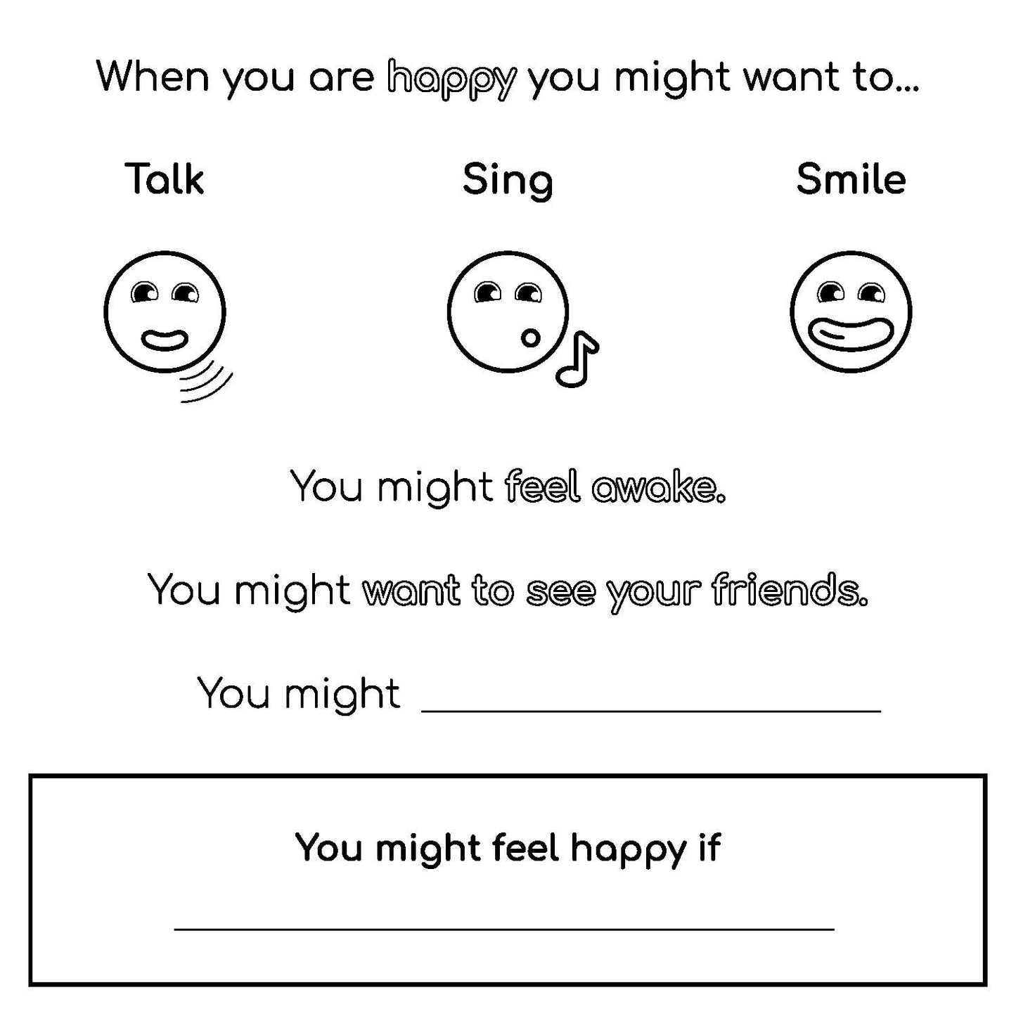 That's Okay Children's Emotions Colouring Sheets Digital Download