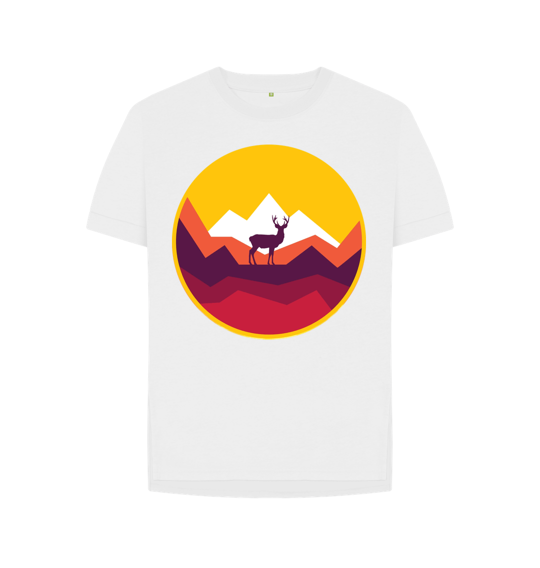 White Organic Cotton Woman's T-Shirt Sunset