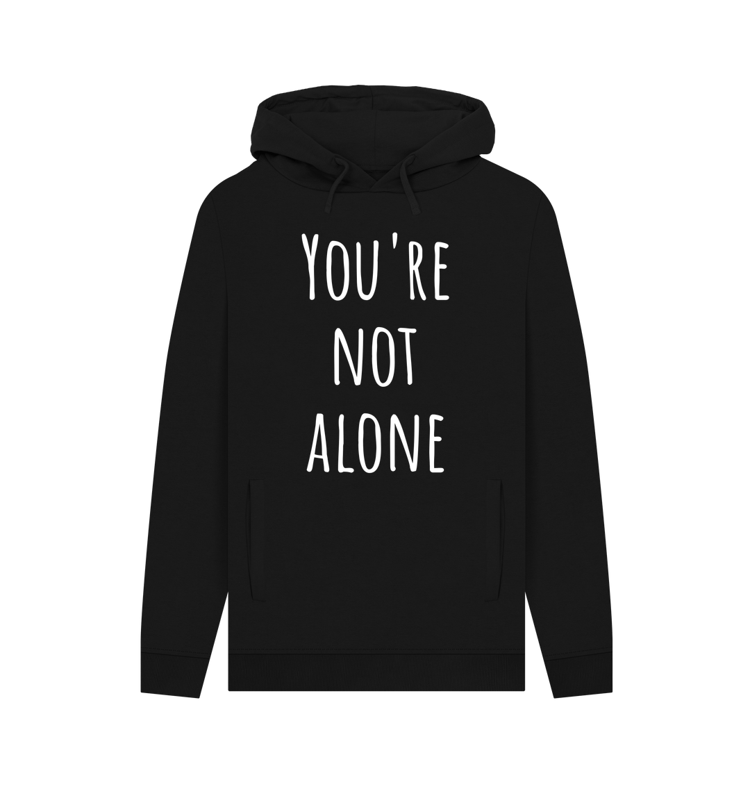 Black You're Not Alone Organic Cotton Men's Pullover Hoodie