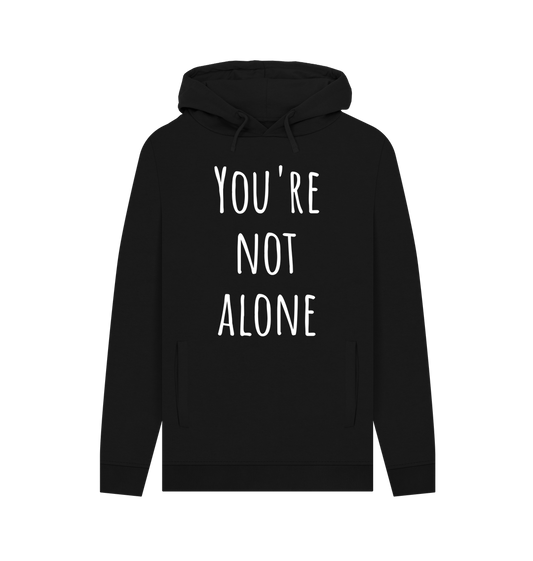 Black You're Not Alone Organic Cotton Men's Pullover Hoodie