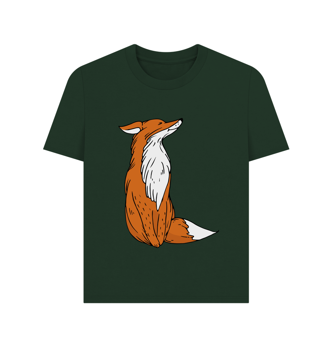 Evergreen Cartoon Fox Organic Cotton Women's T-Shirt