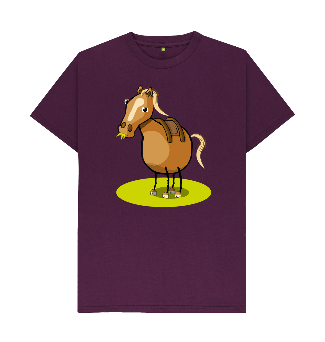 Purple Organic Cotton Men's Mental Health T-Shirt Funny Grumpy Horse