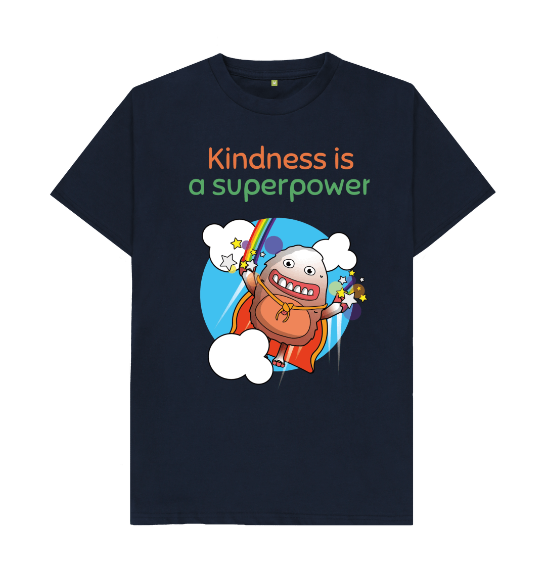 Navy Blue Organic Cotton Kindness is a Superpower Mental Health Men's T-Shirt