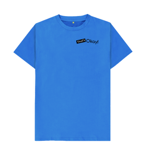 Bright Blue Organic Cotton That's Okay Small Black Logo Mental Health Men's T-Shirt