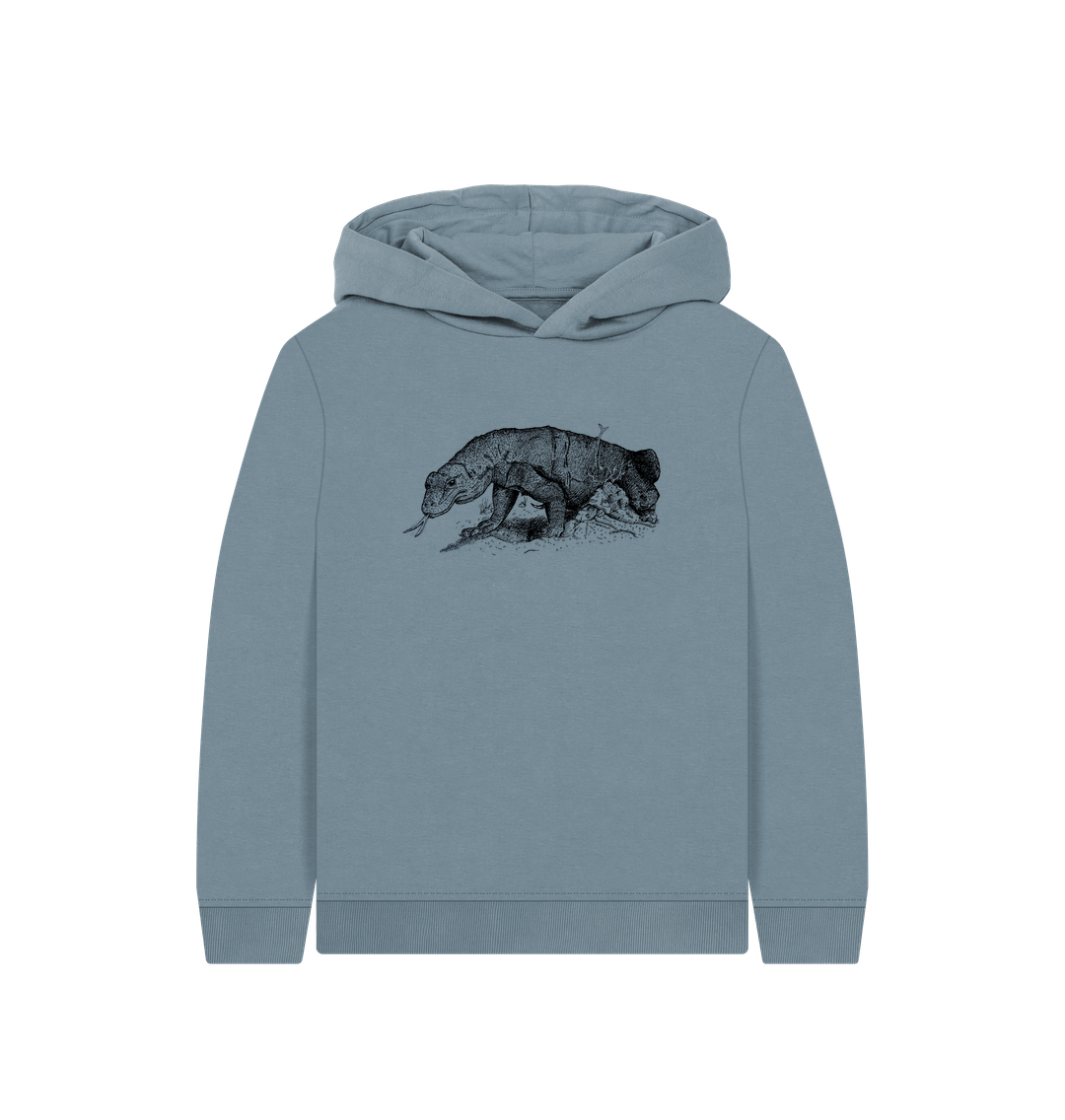 Stone Blue Komodo Dragon Children's Organic Cotton Hoodie